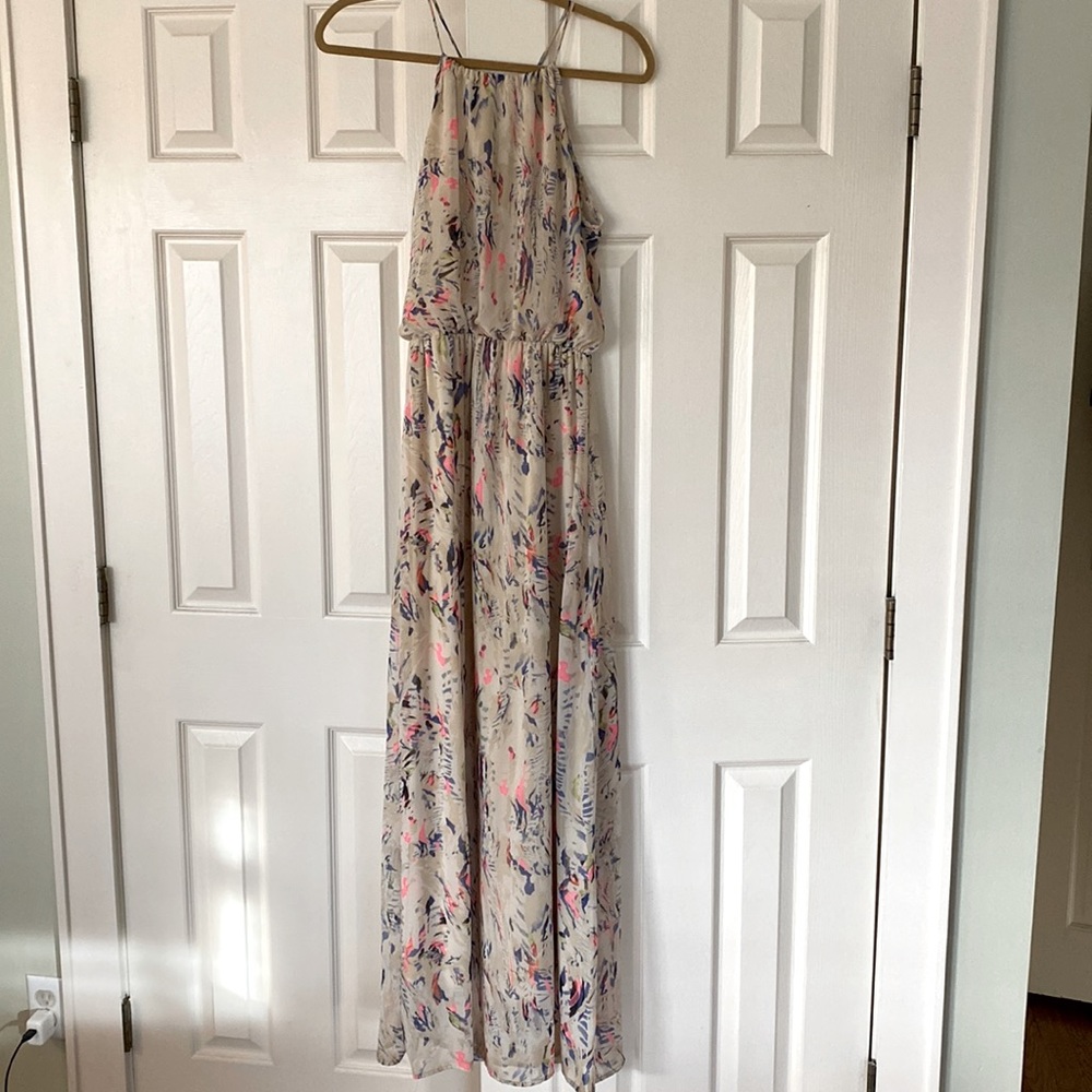 Multi- colored chiffon maxi dress